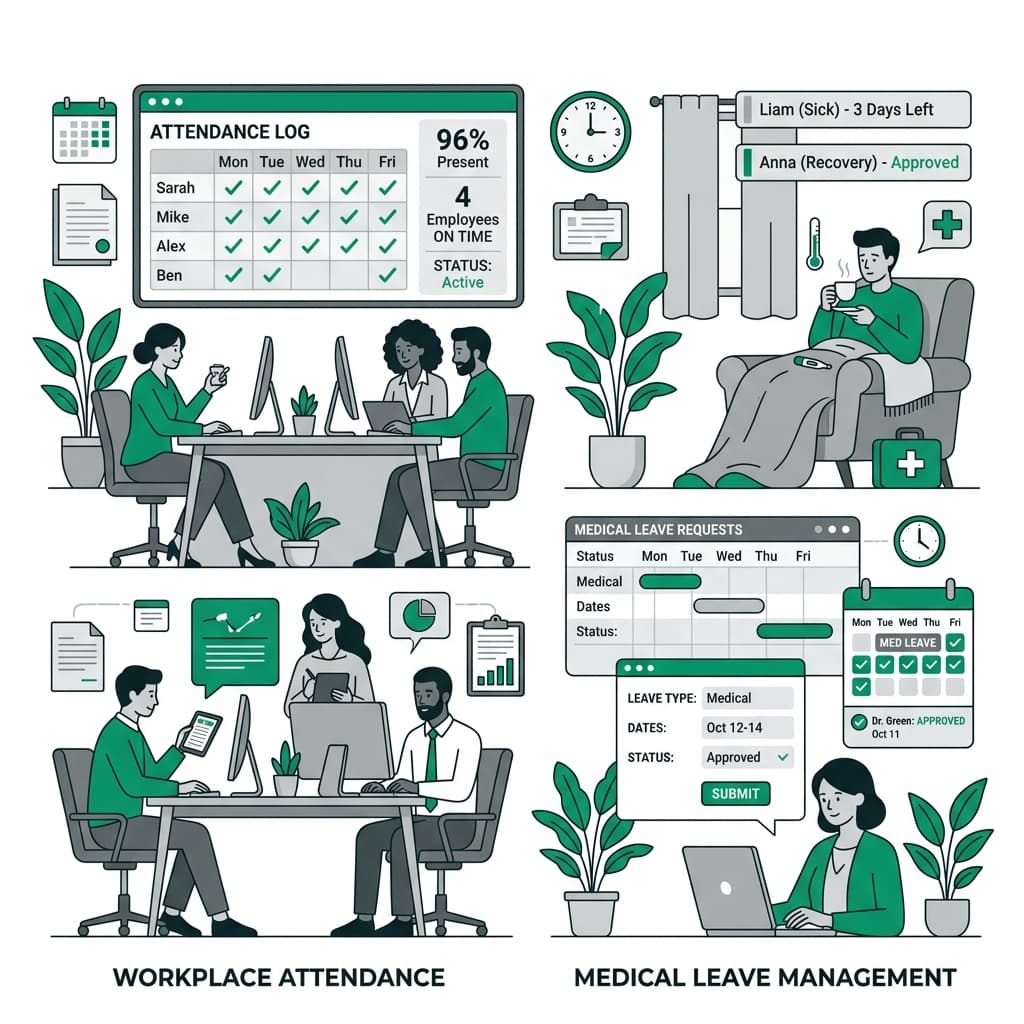 B2B flat vector illustration representing an employee conflict meeting with HR