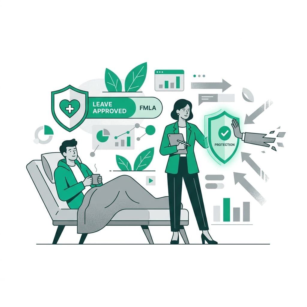 Minimalist vector art representing employee performance auditing and age discrimination compliance